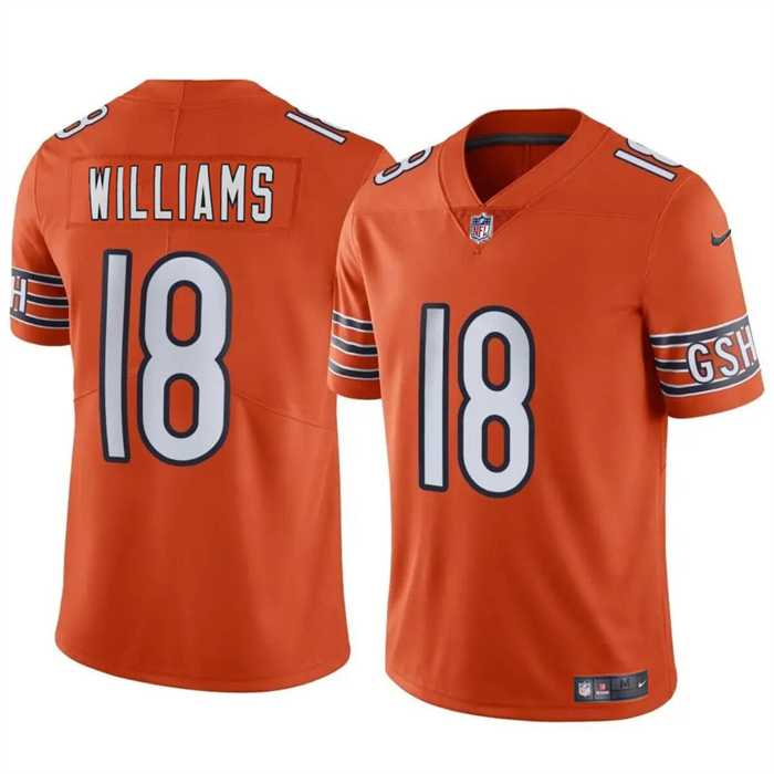 Youth Chicago Bears #18 Caleb Williams Orange 2024 Draft Vapor Stitched Jersey Dzhi